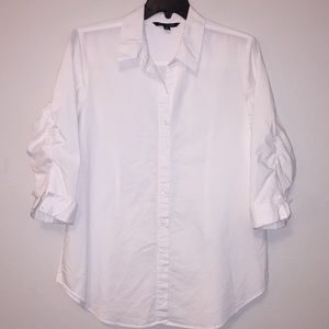 Zac & Rachel 3/4 sleeve white button down shirt XL